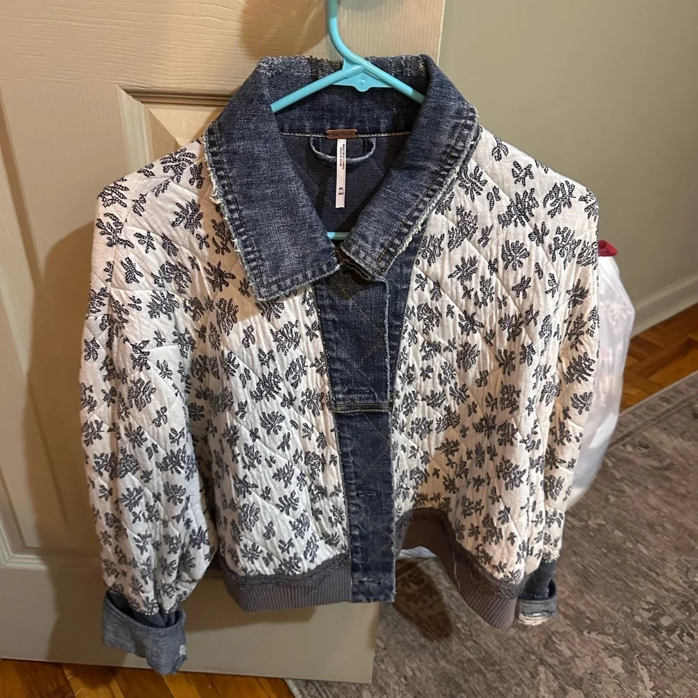 Free People Patchwork Ditsy Denim Jacket - Picture 2 of 2